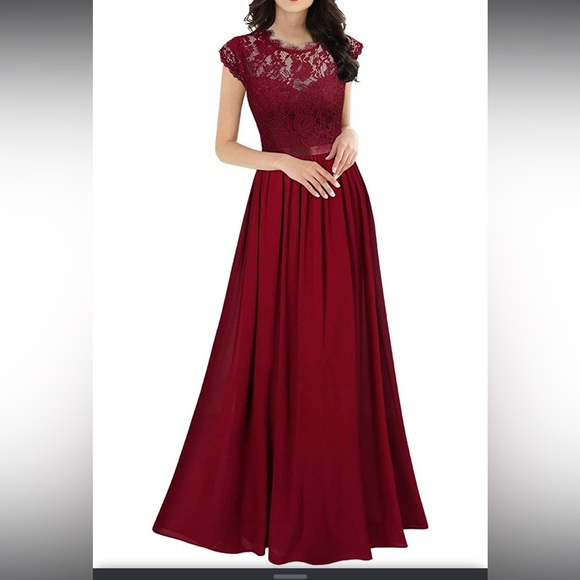 Miusol Women's Formal Floral Lace Size Small Bridesmaid Party Maxi Dress - Picture 13 of 15